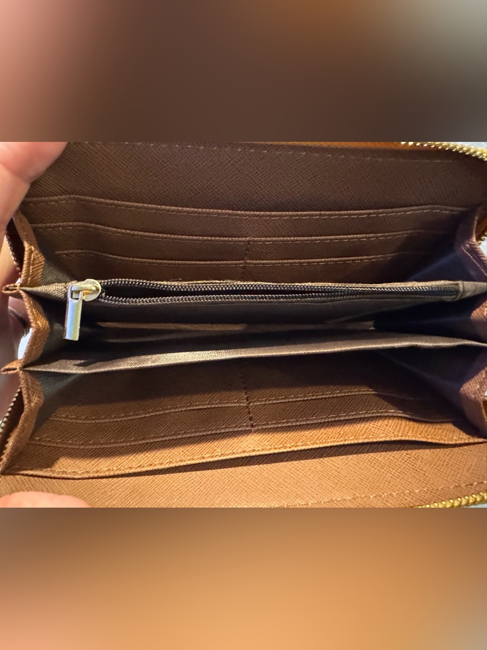 Bundle of 2-Faux Leather Zip around wallet and Wristlet Pouch - Picture 6 of 13